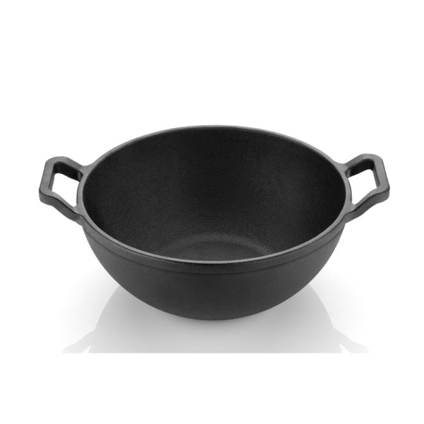 Praylady Cast Iron Traditional Deep Kadai 24CM
