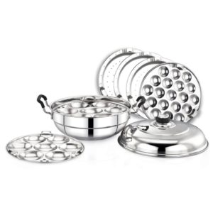 Praylady Stainless Steel Deluxe Idli Pot Kitchen Accessories Idli Pot with Lid Induction & Standard Idli Maker (6 Plates, 14 Idlis)
