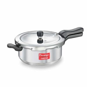 Prestige Svachh Aluminium 5 Liter SENIOR Pressure Pan with Deep Lid For Spillage Control, Outer Lid, Aluminium, Silver