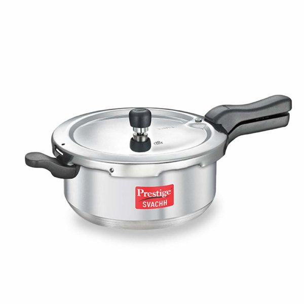 Prestige Svachh Aluminium 5 Liter SENIOR Pressure Pan with Deep Lid For Spillage Control, Outer Lid, Aluminium, Silver