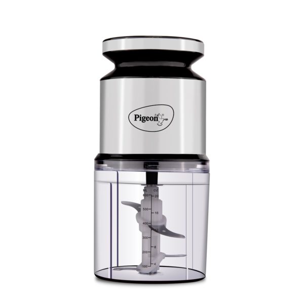 Pigeon Ultra Fast Electric 300 Watts Electric Chopper For Kitchen Twin Blade Technology 600 Ml 'Chop-N-Store' Plastic Bowl With Lid