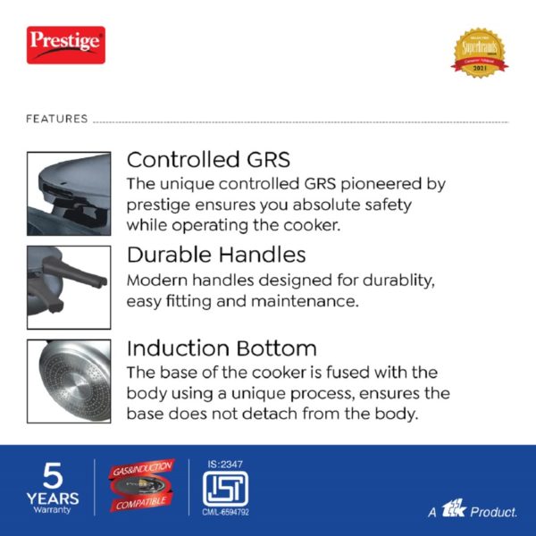 Prestige Deluxe Plus Hard Anodised Handi Pressure Cooker