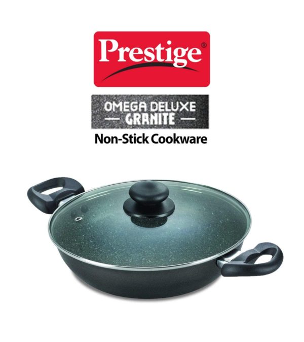 Prestige Omega Deluxe Granite Non-stick Round Base Kadai with Lid