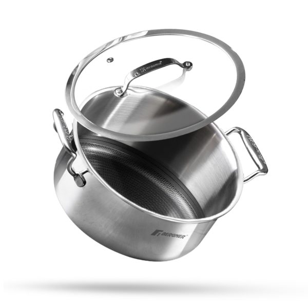 Bergner Hitech Tri-Ply Non-Stick Stainless Steel Casserole - Induction Bottom