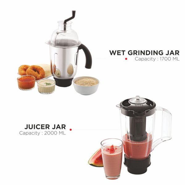 BOSS CycloneMaxx 900W Mixer Grinder with Powerful Motor with Stainless Steel 4 Jars